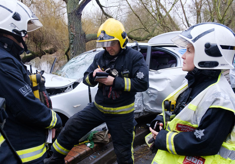 Firefighter attending to an incident 
