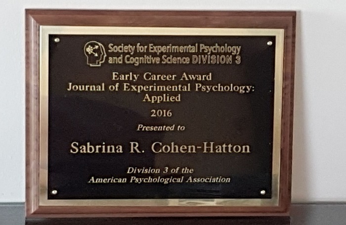 Sabrina Cohen Award for Raymond Nickerson Best Pape