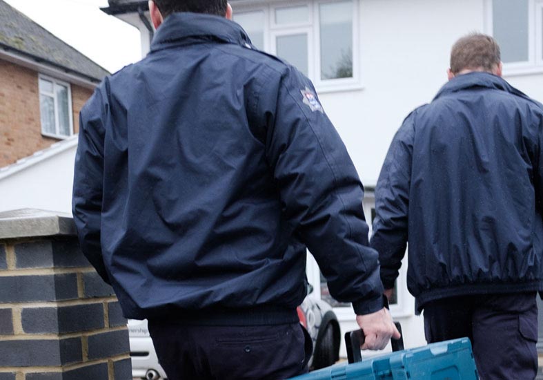 Firefighters attending a Home Fire Safety Visit