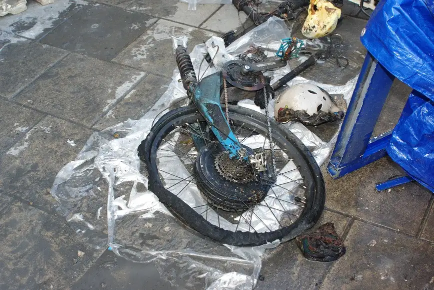 a badly burnt ebike fire