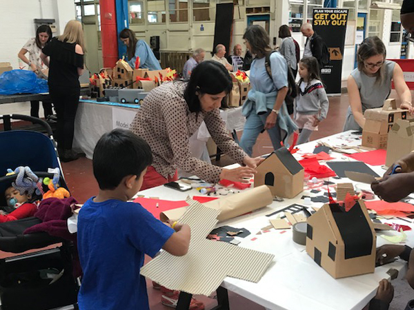 Visitors at the pop-up museum