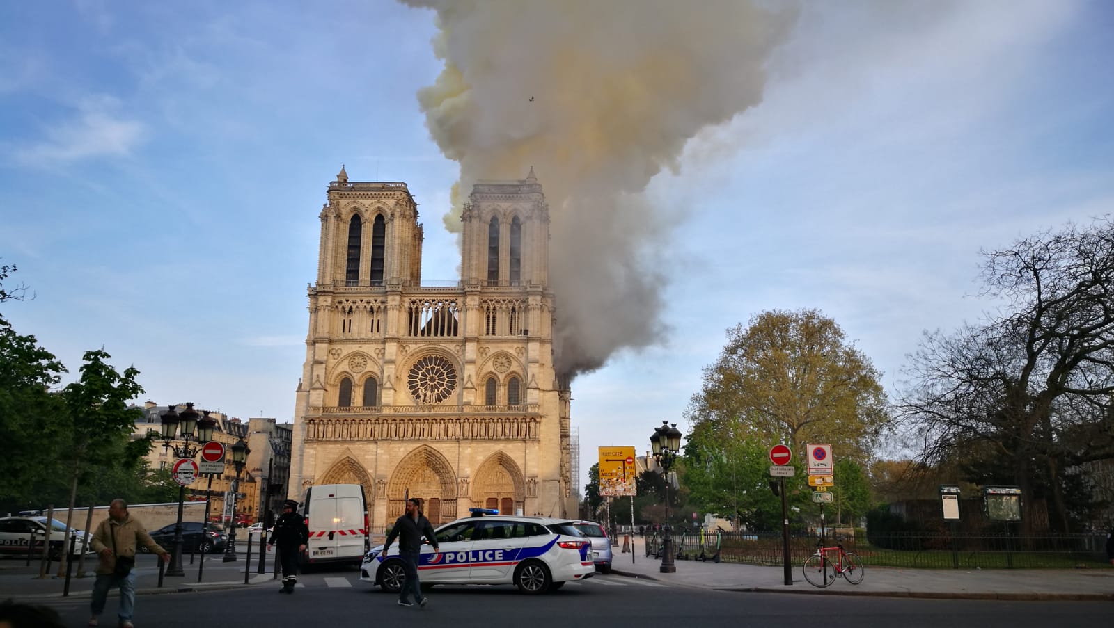 A fire at Notre Dame in Paris, 2019