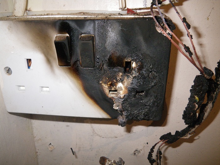 Burnt plug socket