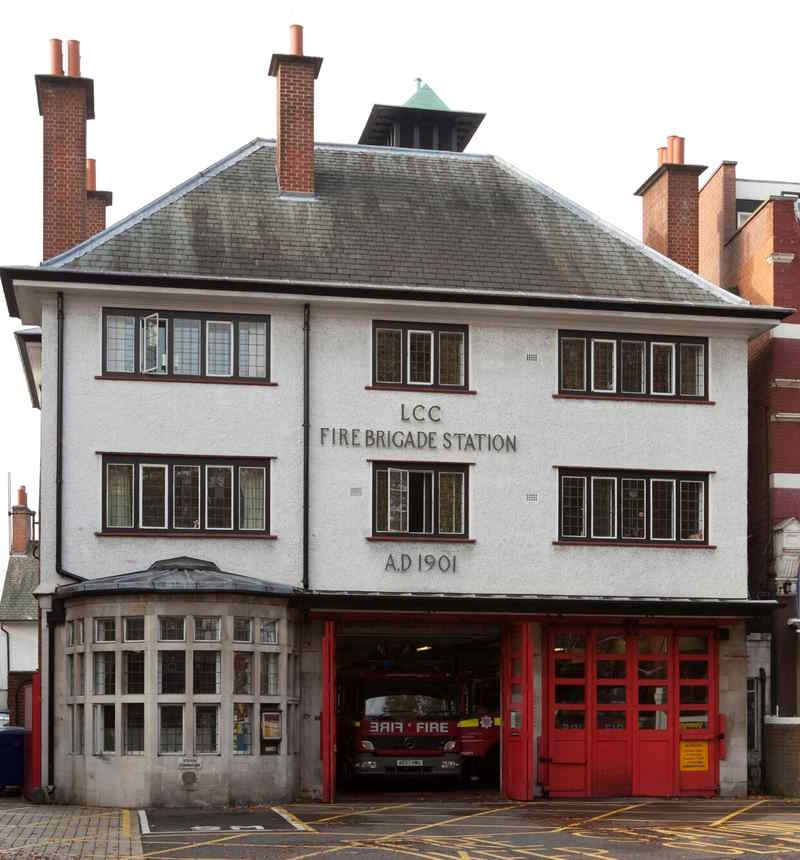Front view of West Hampstead Fire Station taken in 2009