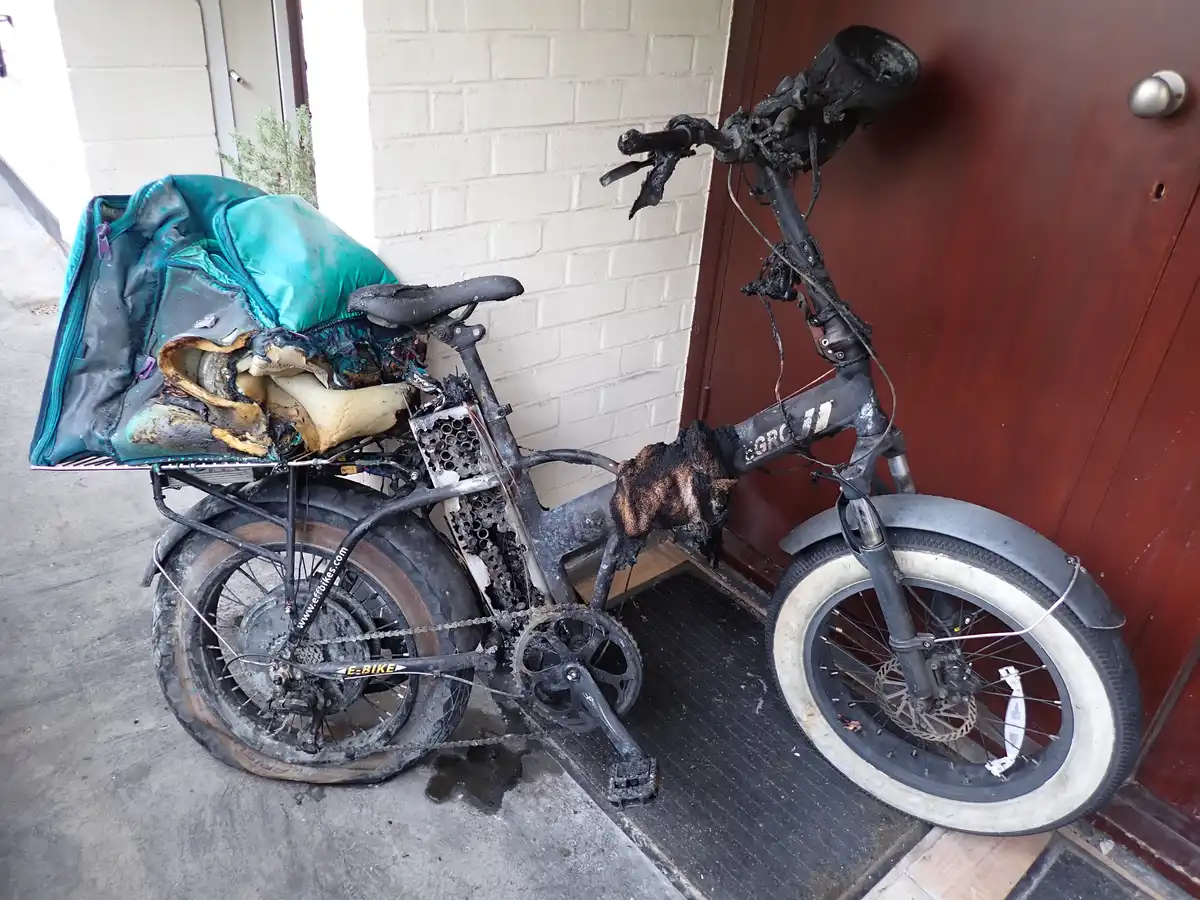 A badly burnt ebike 