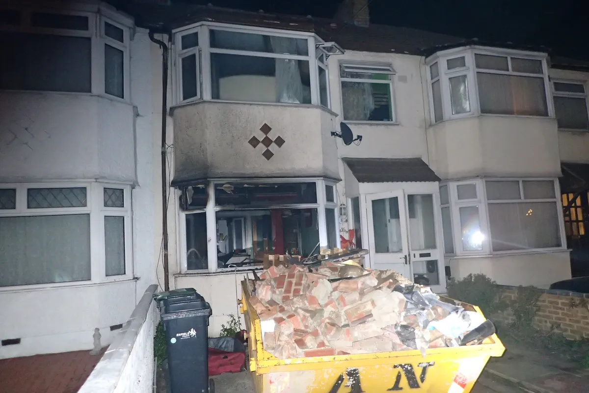 A house damaged by fireworks