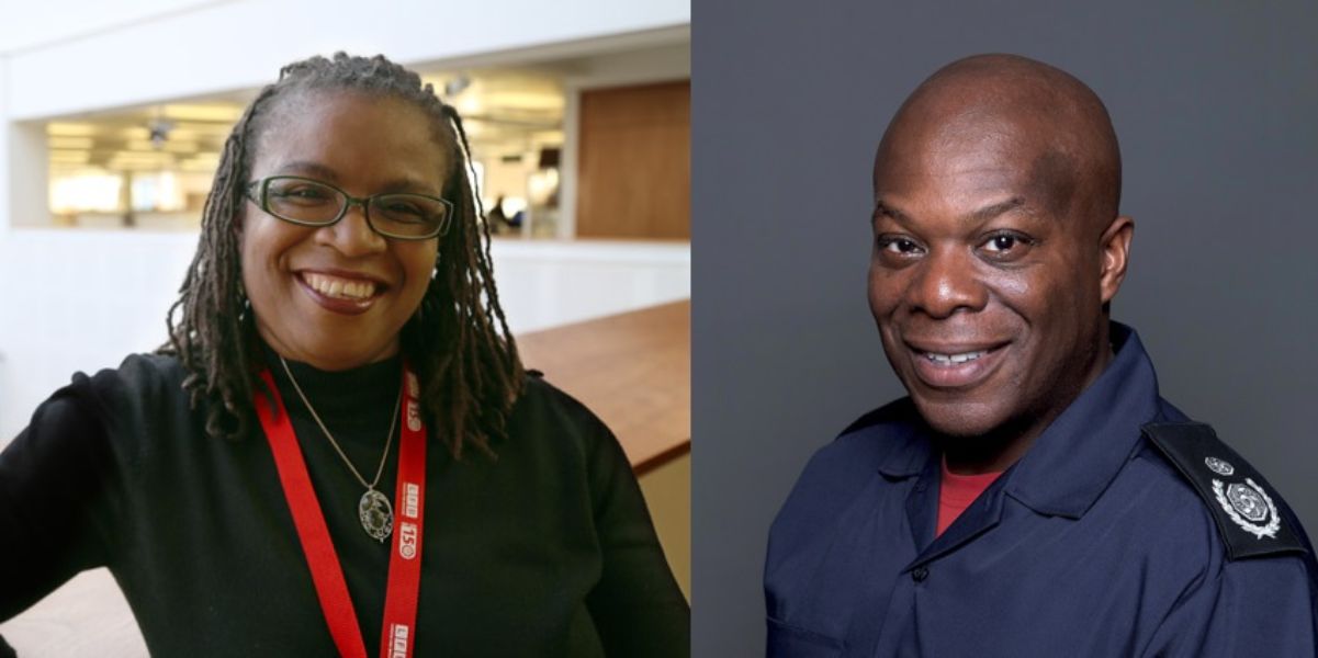 Two headshots. Dawne Stephenson is pictured on the left and Patrick Goulbourne is pictured on the right