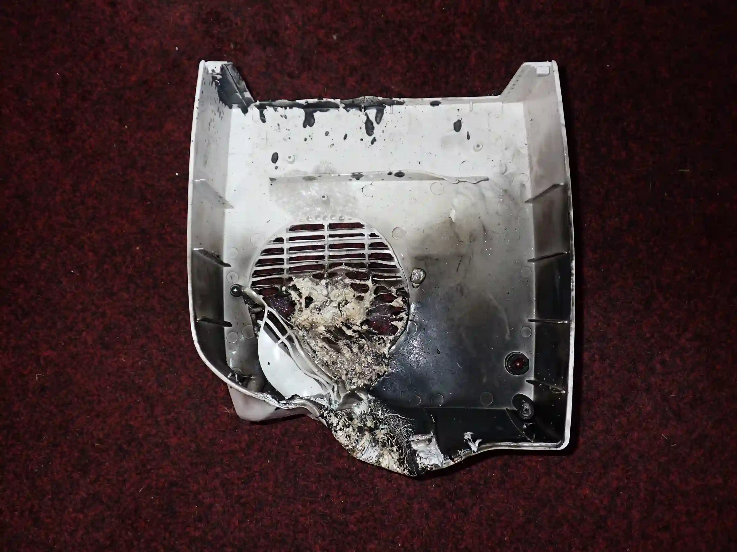 A melted electrical appliance