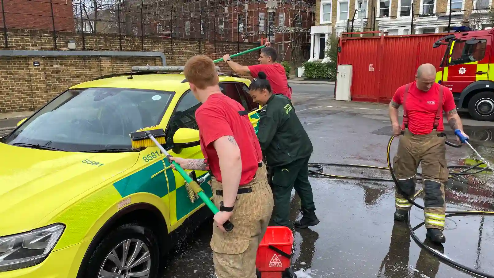 Addington Fire Station cleaning a LAS car